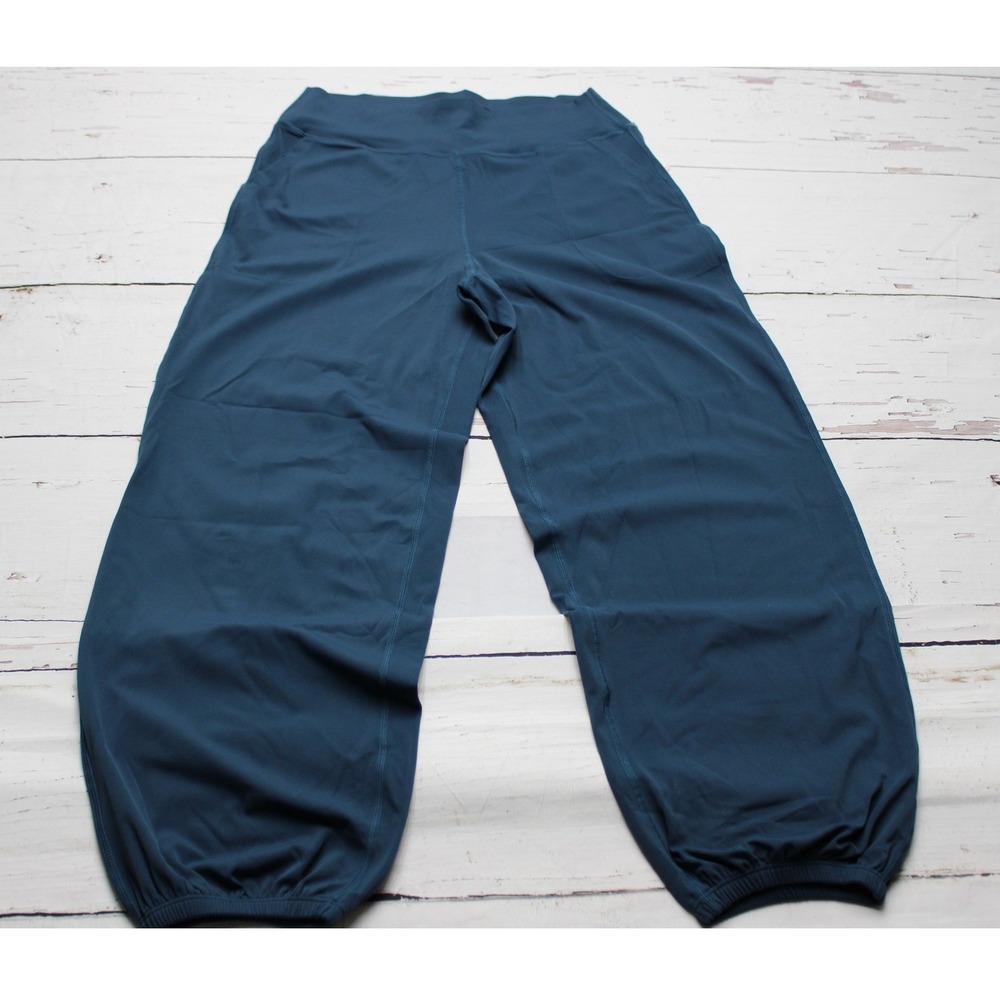 Poshdivah High Rise Lycra Jogger Pants Blue Teal M Athleisure